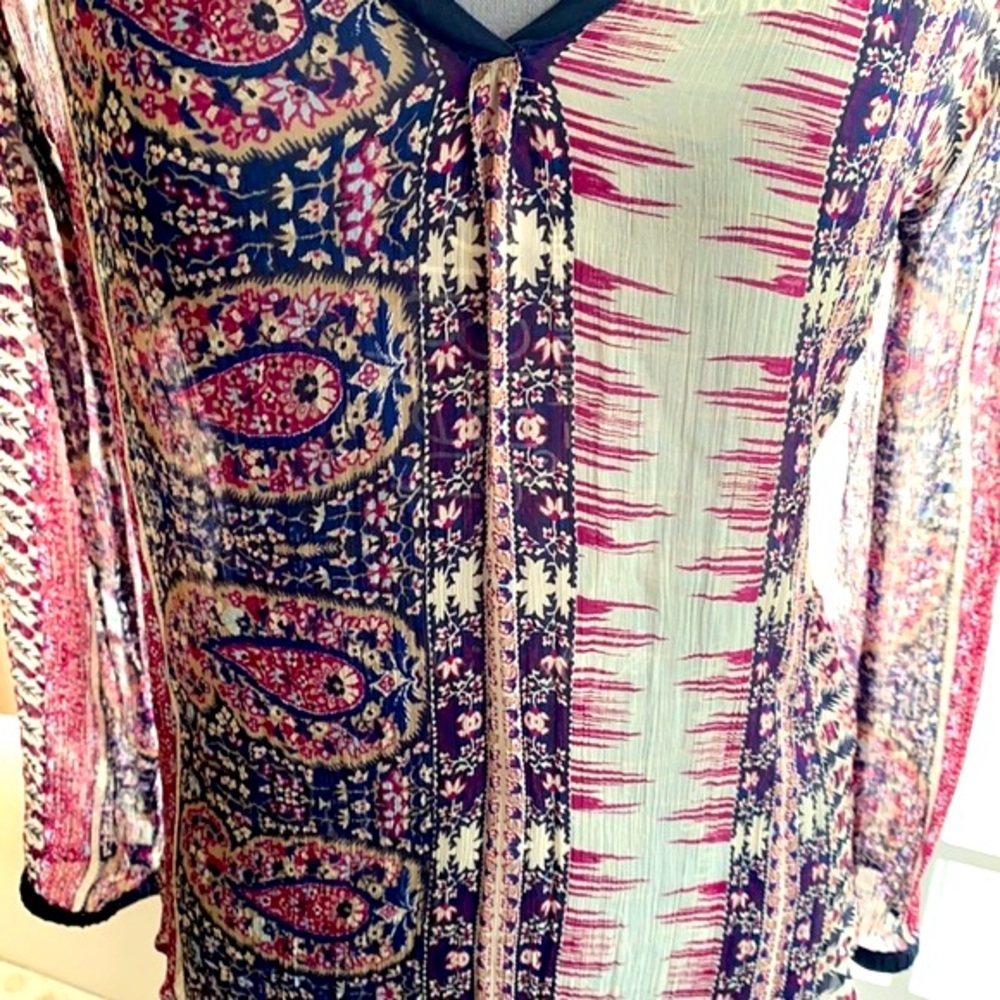 🌈Lucky Brand Boho Sheer Top blue w/ purple🌈 - Picture 5 of 9